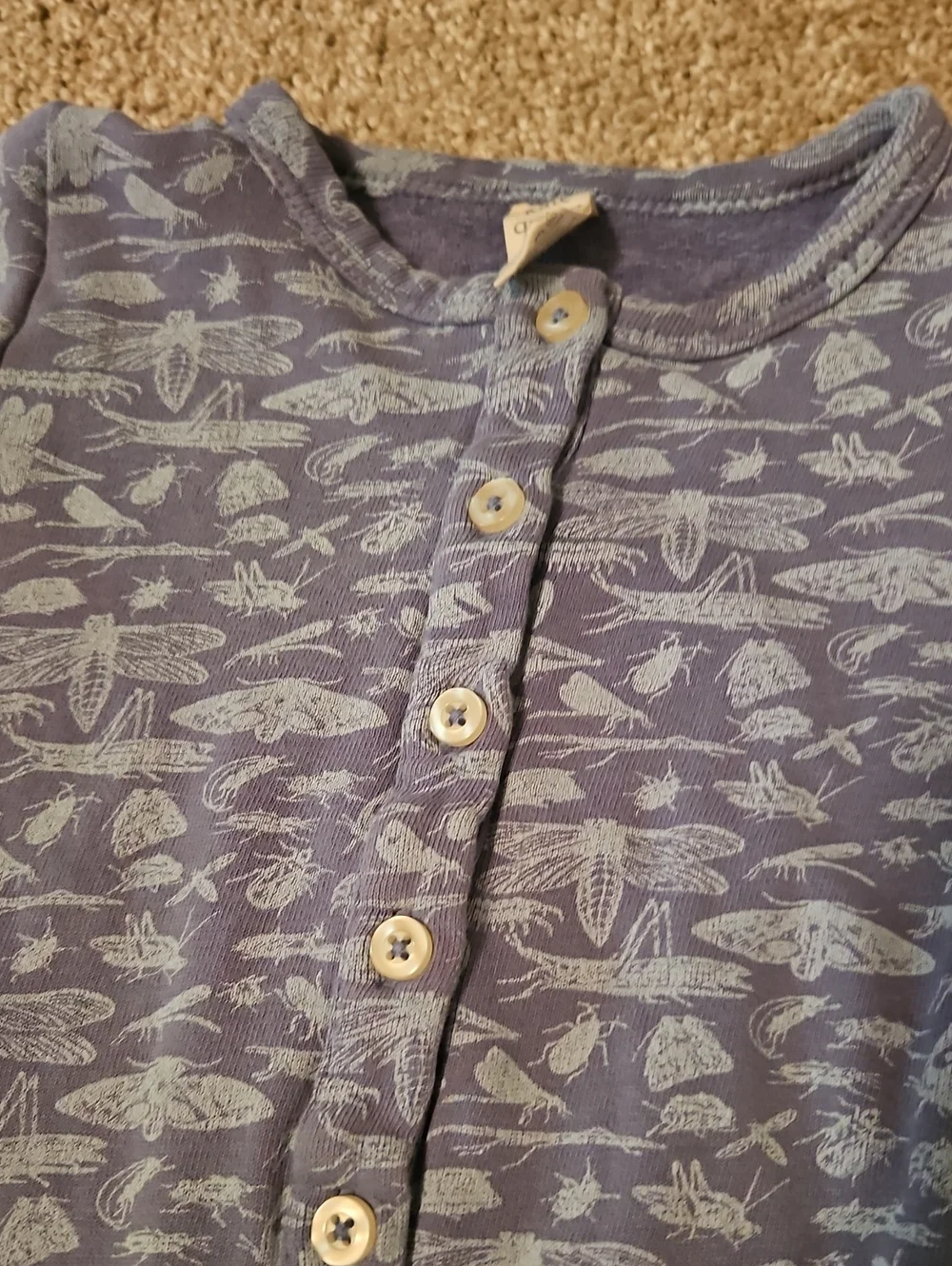 Kate Quinn 18-24M Cotton Short Sleeve Romper Blue Bug Insect Print